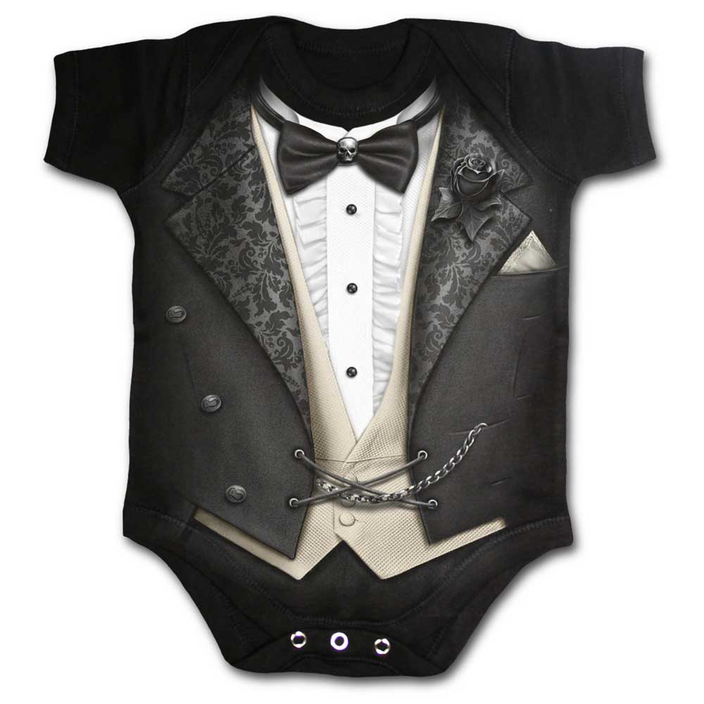 Spiral - TUXED Baby One Piece - Black